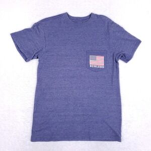 Burlebo Raised On Reagan Shirt Small Pocket Tee Blue‎ Heather Ronald Reagan USA